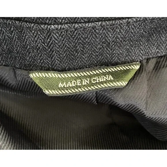 Eddie Bauer Mens Dark Gray Canvas Blazer Size M Medium Herringbone Sports Coat - Picture 10 of 10